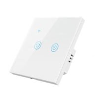 مفتاح إضاءة ذكي واي فاي اثنين زر تصميم زجاجي أبيض - متجر Q8IT