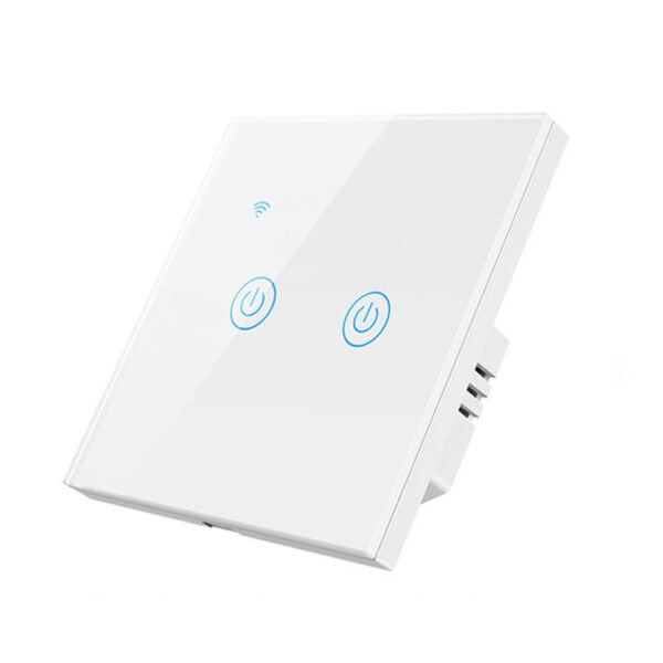 مفتاح إضاءة ذكي واي فاي اثنين زر تصميم زجاجي أبيض - متجر Q8IT
