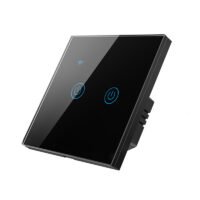 مفتاح إضاءة ذكي واي فاي اثنين زر تصميم زجاجي اسود- متجر Q8IT