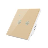 مفتاح إضاءة ذكي واي فاي اثنين زر تصميم زجاجي ذهبي- متجر Q8IT