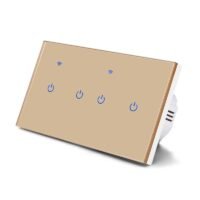 مفتاح إضاءة ذكي واي فاي 4 زر تصميم زجاجي ذهبي- متجر Q8IT