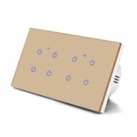 مفتاح إضاءة ذكي واي فاي 8 زر تصميم زجاجي ذهبي- متجر Q8IT