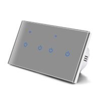 مفتاح إضاءة ذكي واي فاي 4زر تصميم زجاجي رمادي- متجر Q8IT